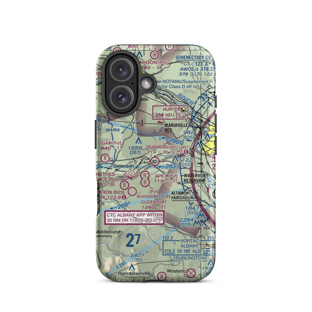 Duanesburg Airport (4B1) VFR Sectional  Tough iPhone Case iPhone 16 model shown