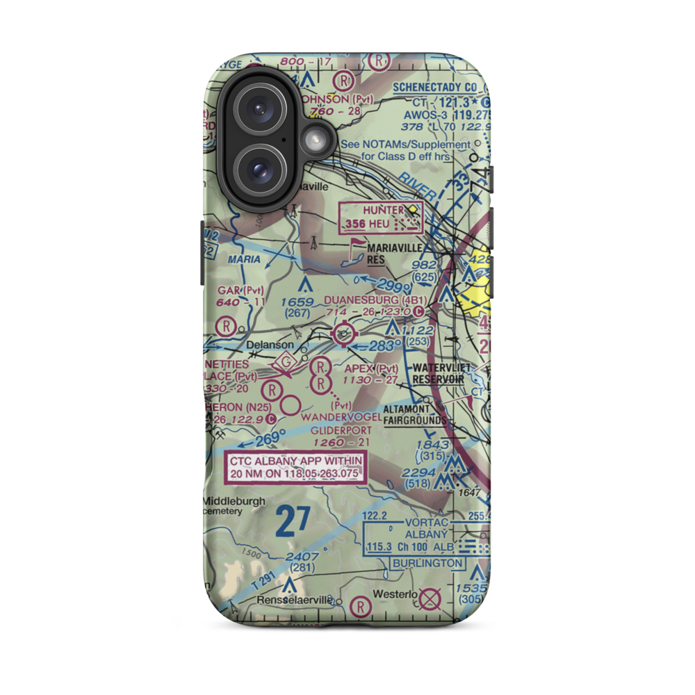 Duanesburg Airport (4B1) VFR Sectional  Tough iPhone Case iPhone 16 Plus model shown
