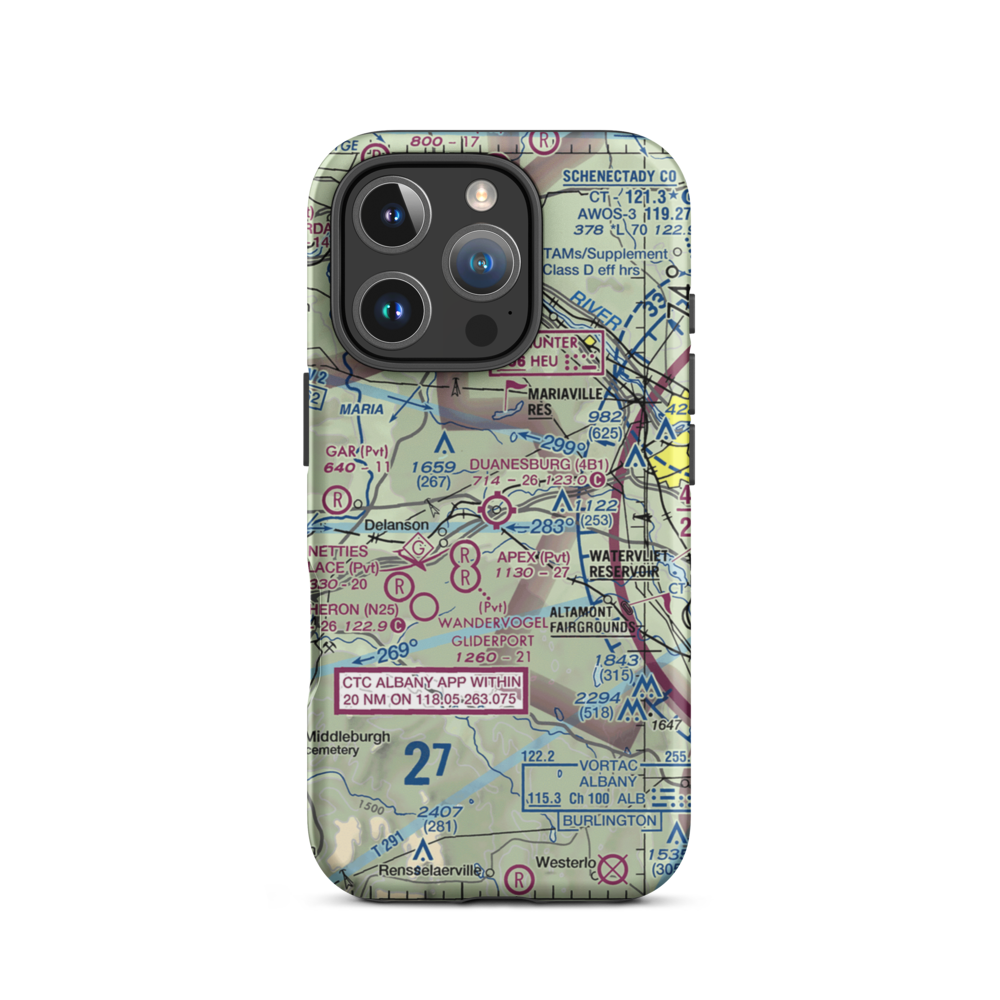 Duanesburg Airport (4B1) VFR Sectional  Tough iPhone Case iPhone 16 Pro model shown