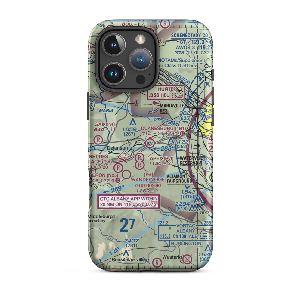 Duanesburg Airport (4B1) VFR Sectional  Tough iPhone Case iPhone 16 Pro Max model shown