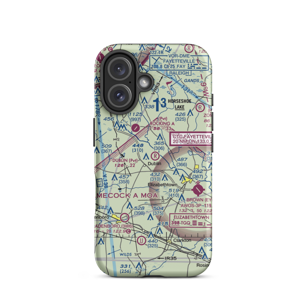 Dublin Field (NC82) VFR Sectional  Tough iPhone Case iPhone 16 model shown