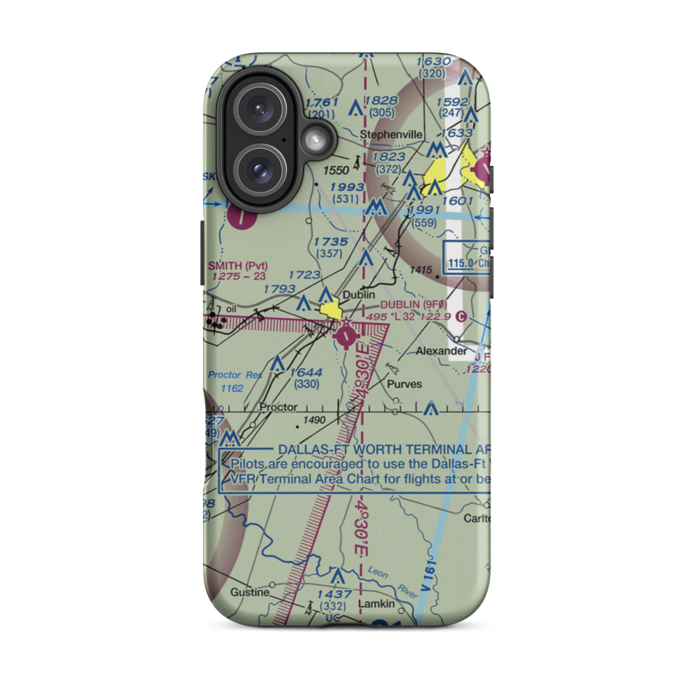 Dublin Municipal Airport (9F0) VFR Sectional  Tough iPhone Case iPhone 16 Plus model shown