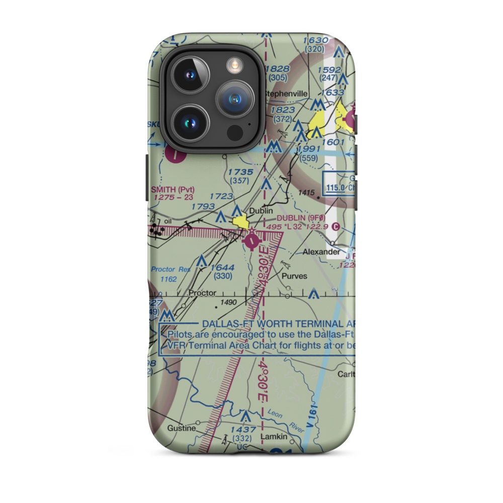 Dublin Municipal Airport (9F0) VFR Sectional  Tough iPhone Case iPhone 16 Pro Max model shown