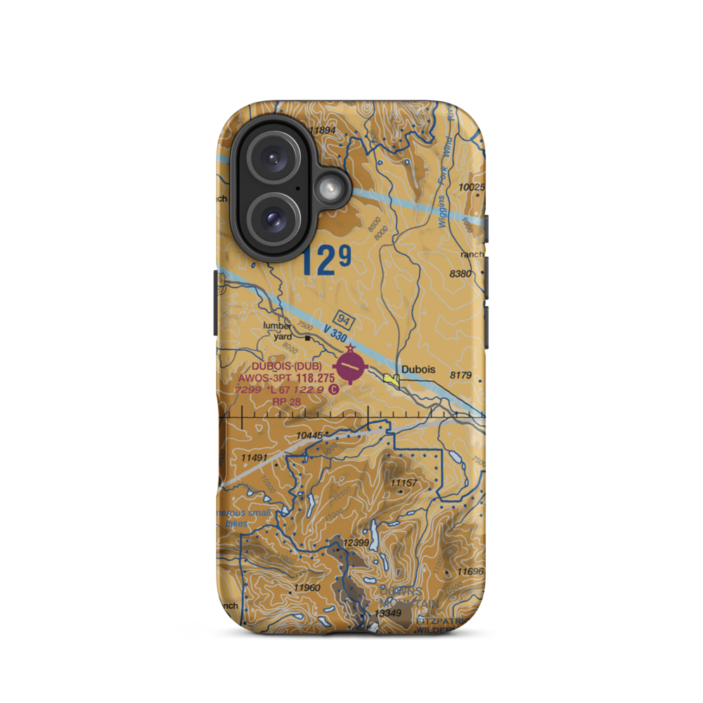 Dubois Municipal Airport (DUB) VFR Sectional  Tough iPhone Case iPhone 16 model shown