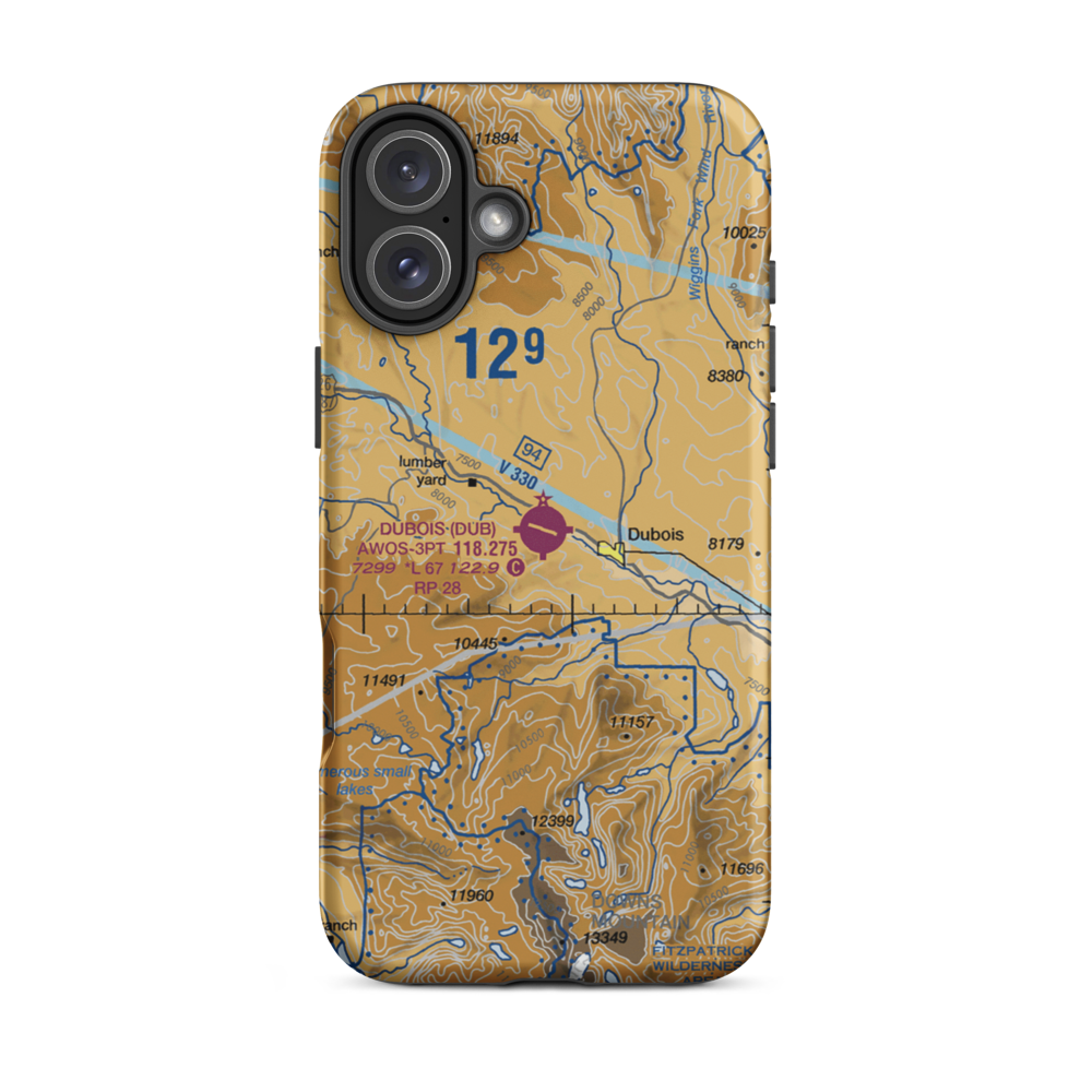 Dubois Municipal Airport (DUB) VFR Sectional  Tough iPhone Case iPhone 16 Plus model shown
