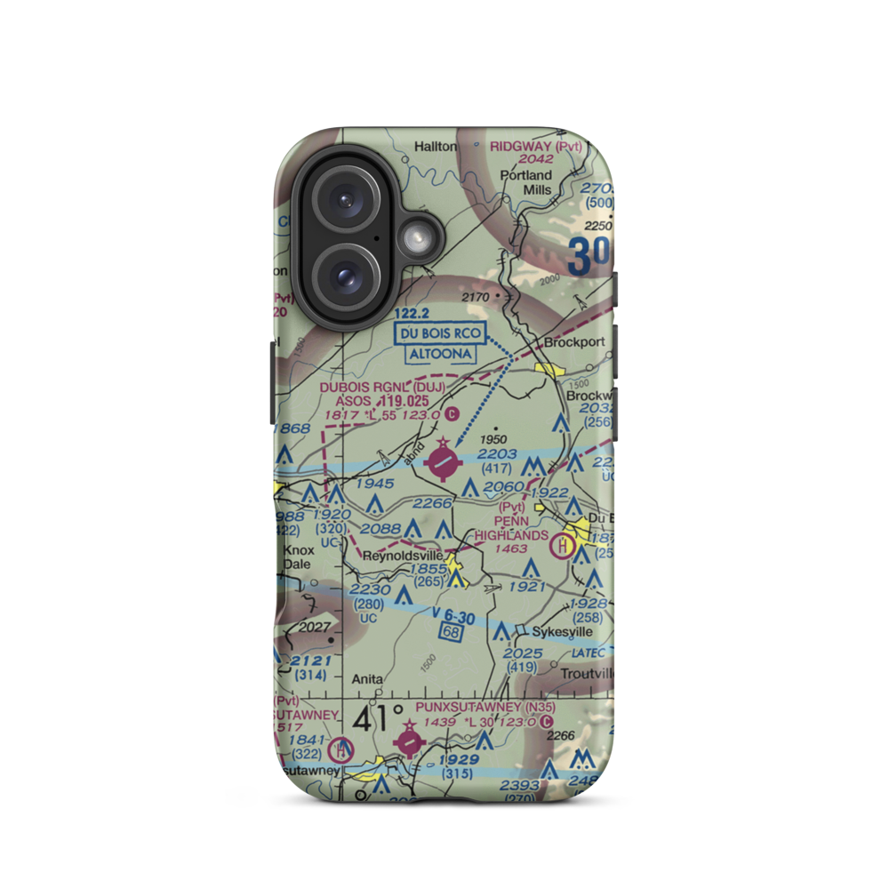 DuBois Regional Airport (DUJ) VFR Sectional  Tough iPhone Case iPhone 16 model shown