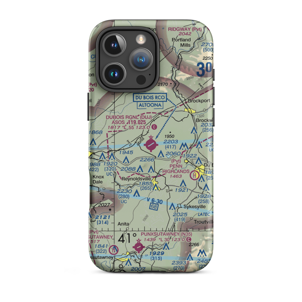DuBois Regional Airport (DUJ) VFR Sectional  Tough iPhone Case iPhone 16 Pro Max model shown