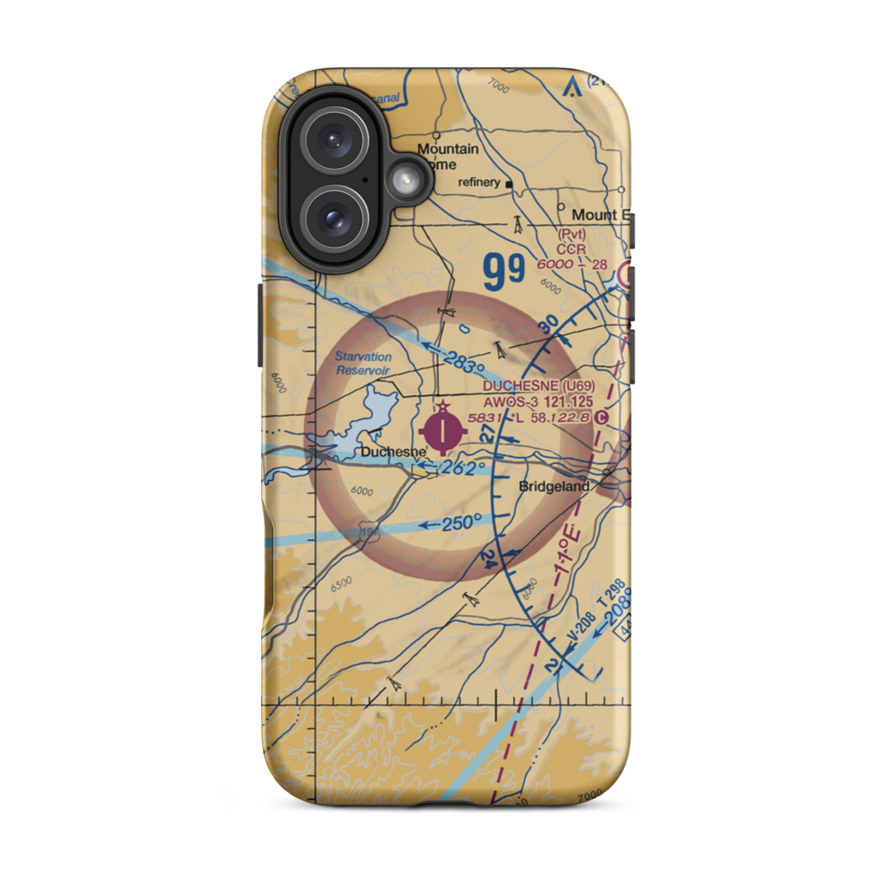 Duchesne Municipal Airport (U69) VFR Sectional  Tough iPhone Case iPhone 16 Plus model shown