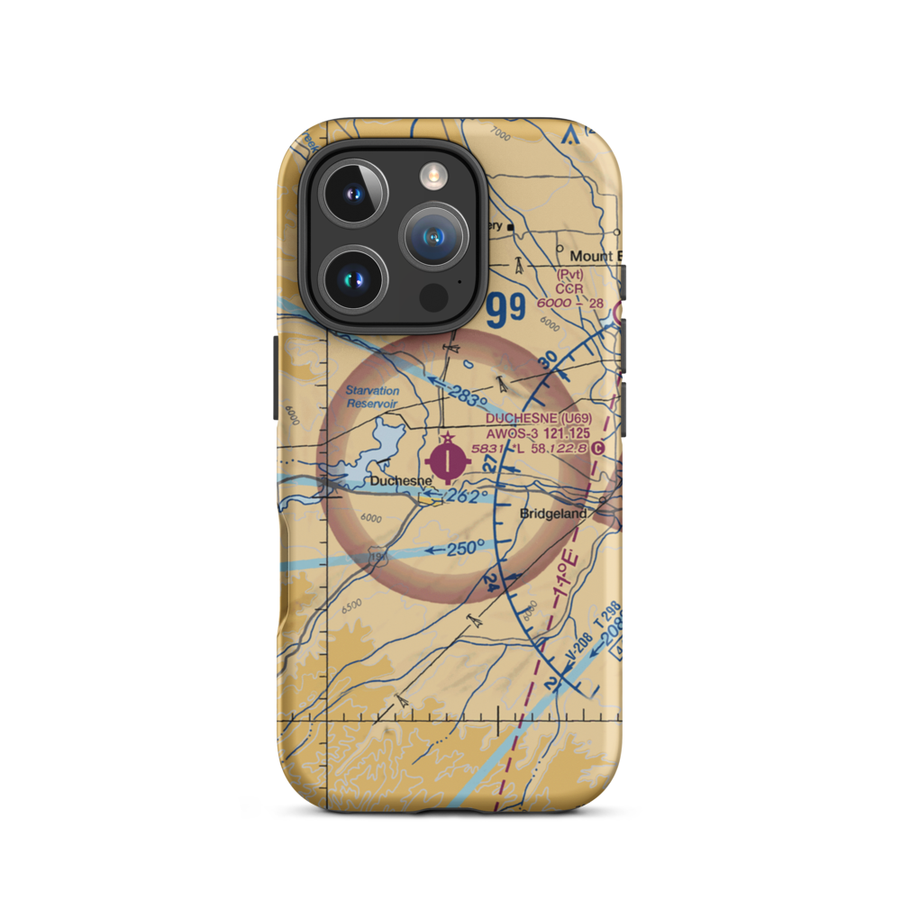 Duchesne Municipal Airport (U69) VFR Sectional  Tough iPhone Case iPhone 16 Pro model shown