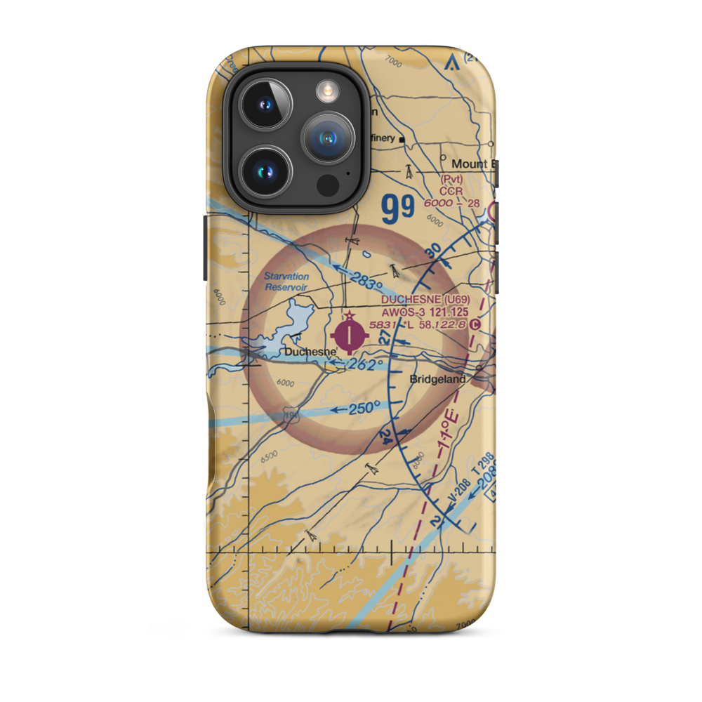 Duchesne Municipal Airport (U69) VFR Sectional  Tough iPhone Case iPhone 16 Pro Max model shown