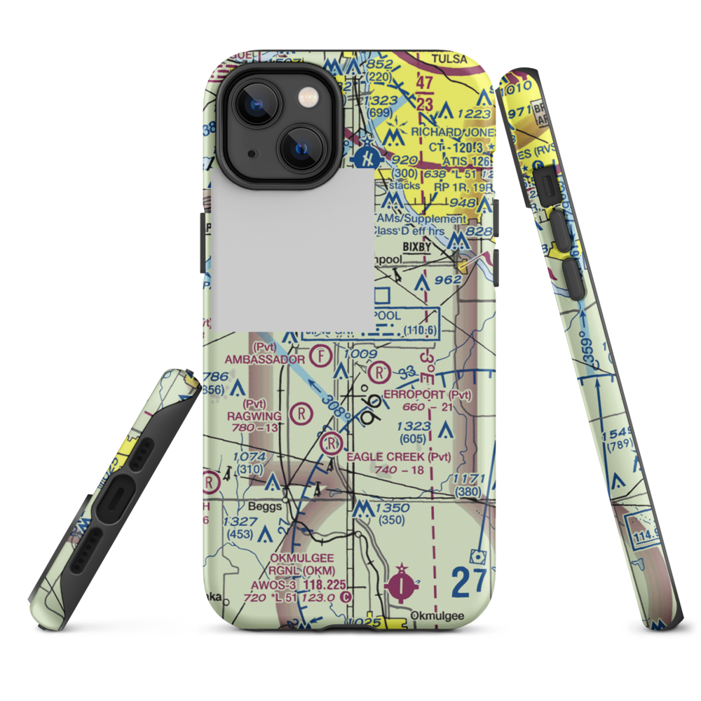 Duck Creek Airport (OK36) VFR Sectional  Tough iPhone Case iPhone 14 Plus model shown