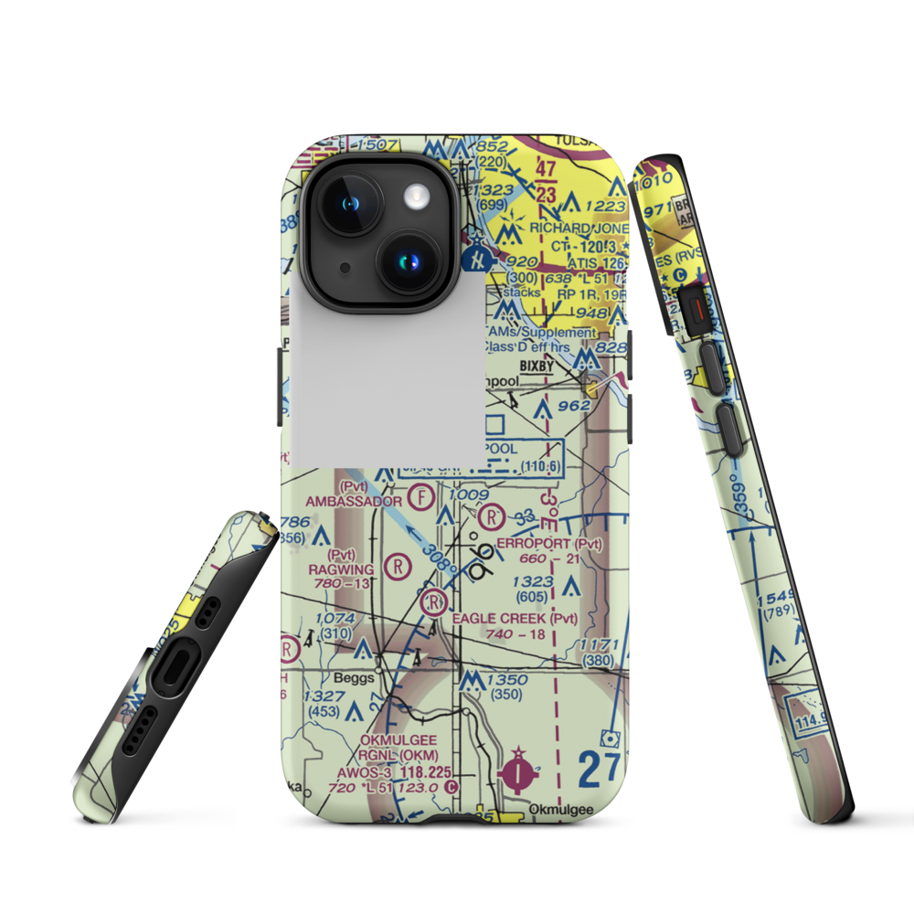 Duck Creek Airport (OK36) VFR Sectional  Tough iPhone Case iPhone 15 model shown
