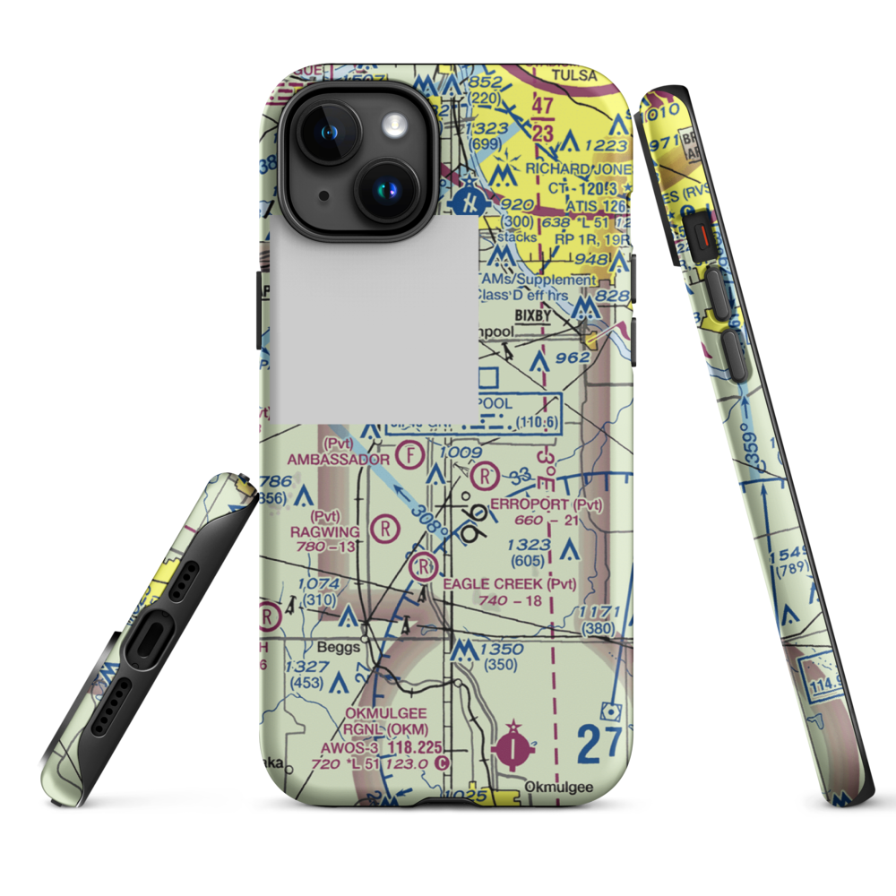 Duck Creek Airport (OK36) VFR Sectional  Tough iPhone Case iPhone 15 Plus model shown