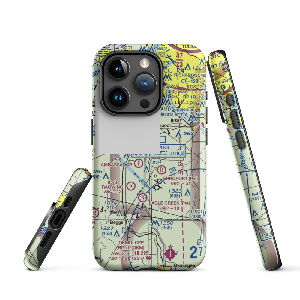 Duck Creek Airport (OK36) VFR Sectional  Tough iPhone Case iPhone 15 Pro model shown