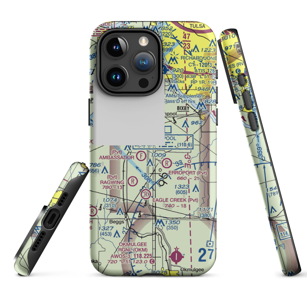 Duck Creek Airport (OK36) VFR Sectional  Tough iPhone Case iPhone 15 Pro Max model shown