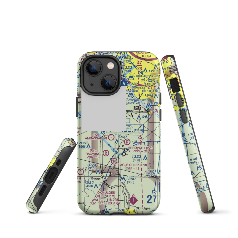 Duck Creek Airport (OK36) VFR Sectional  Tough iPhone Case iPhone 13 mini model shown