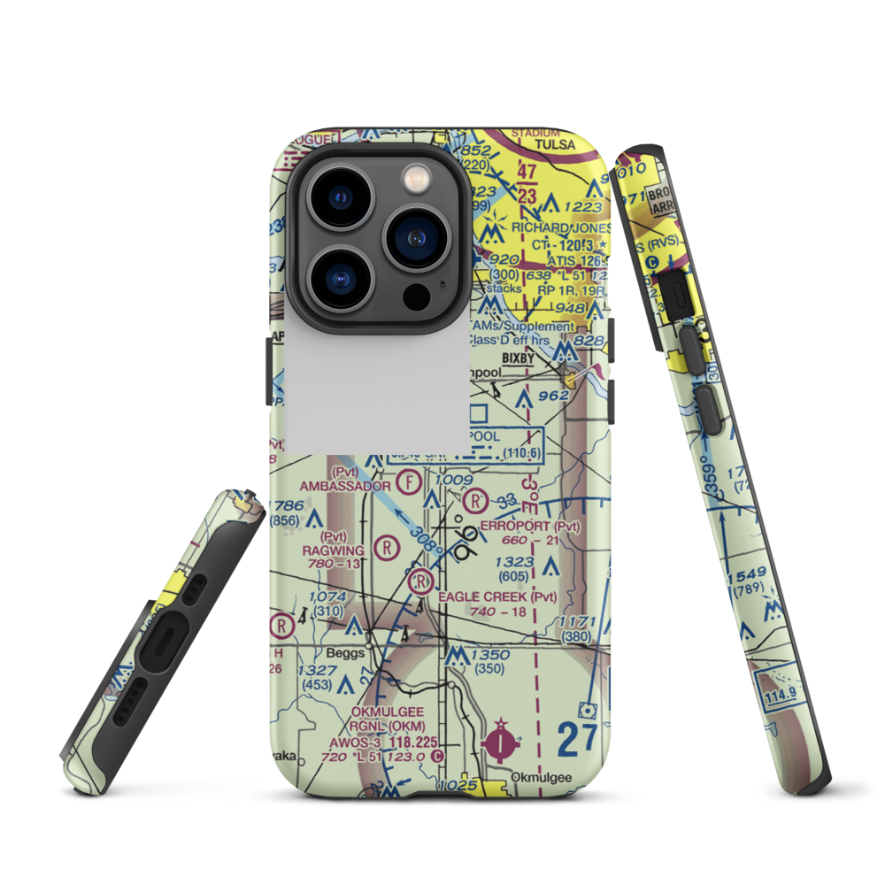 Duck Creek Airport (OK36) VFR Sectional  Tough iPhone Case iPhone 13 Pro model shown
