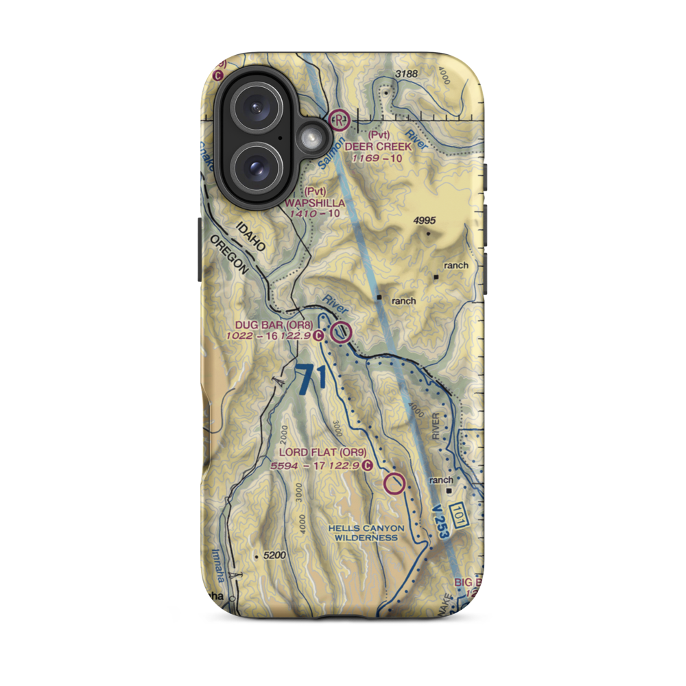 Dug Bar Airport (OR8) VFR Sectional  Tough iPhone Case iPhone 16 Plus model shown