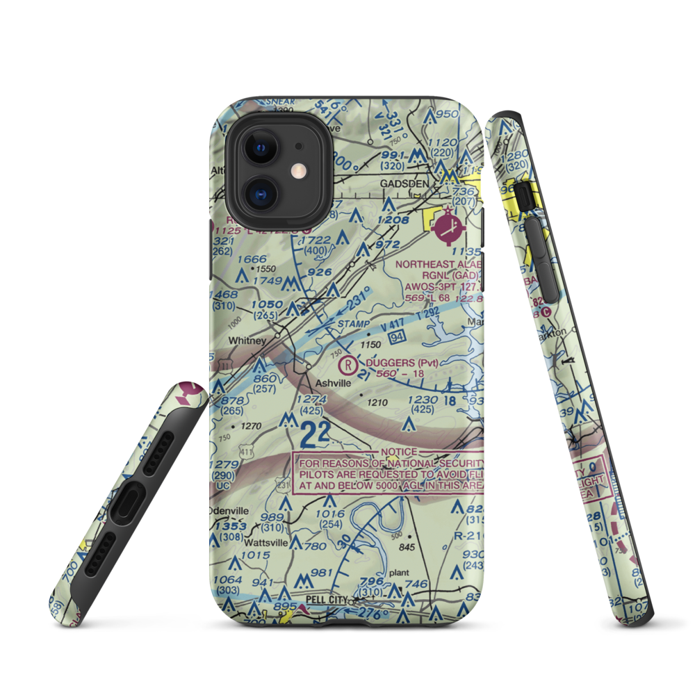 Dugger's Field (AL60) VFR Sectional  Tough iPhone Case iPhone 11 model shown