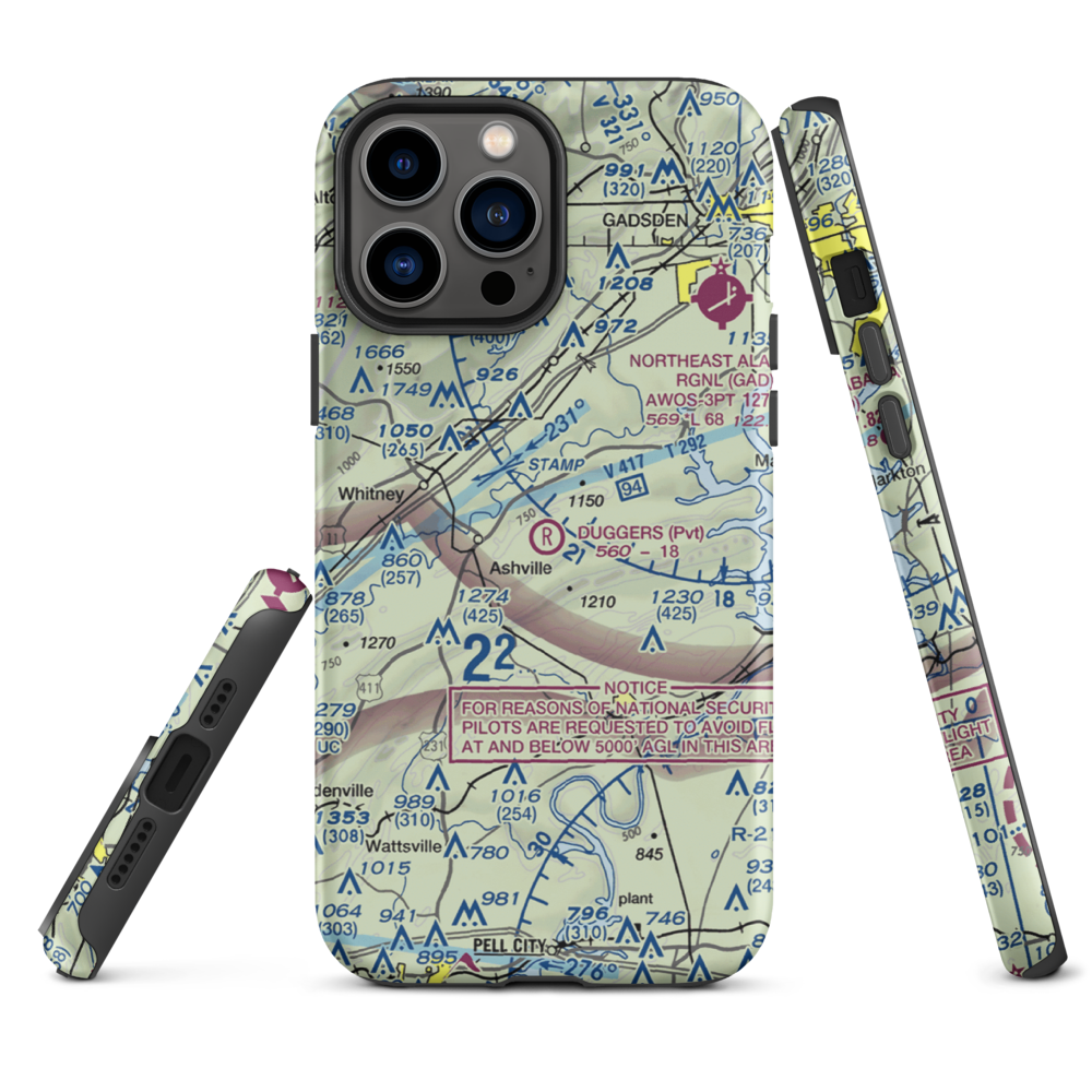 Dugger's Field (AL60) VFR Sectional  Tough iPhone Case iPhone 13 Pro Max model shown
