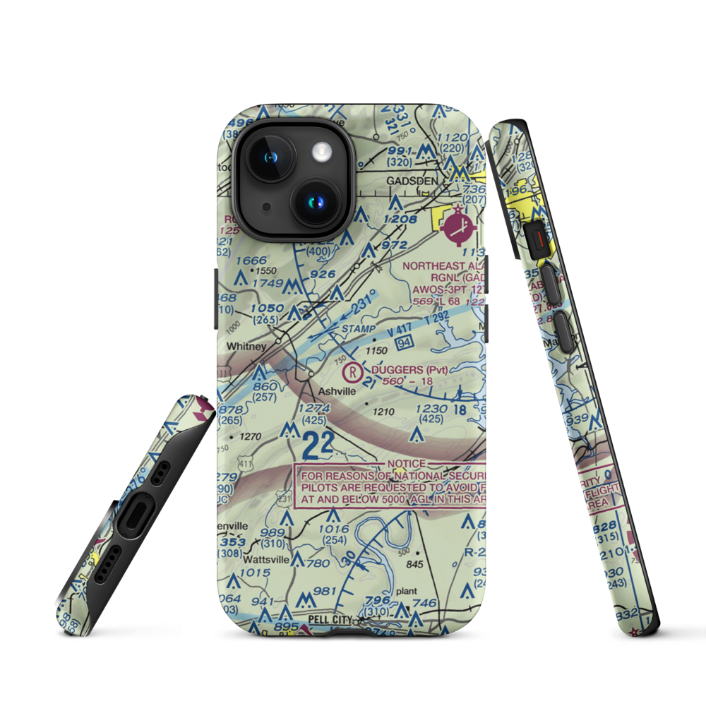 Dugger's Field (AL60) VFR Sectional  Tough iPhone Case iPhone 15 model shown