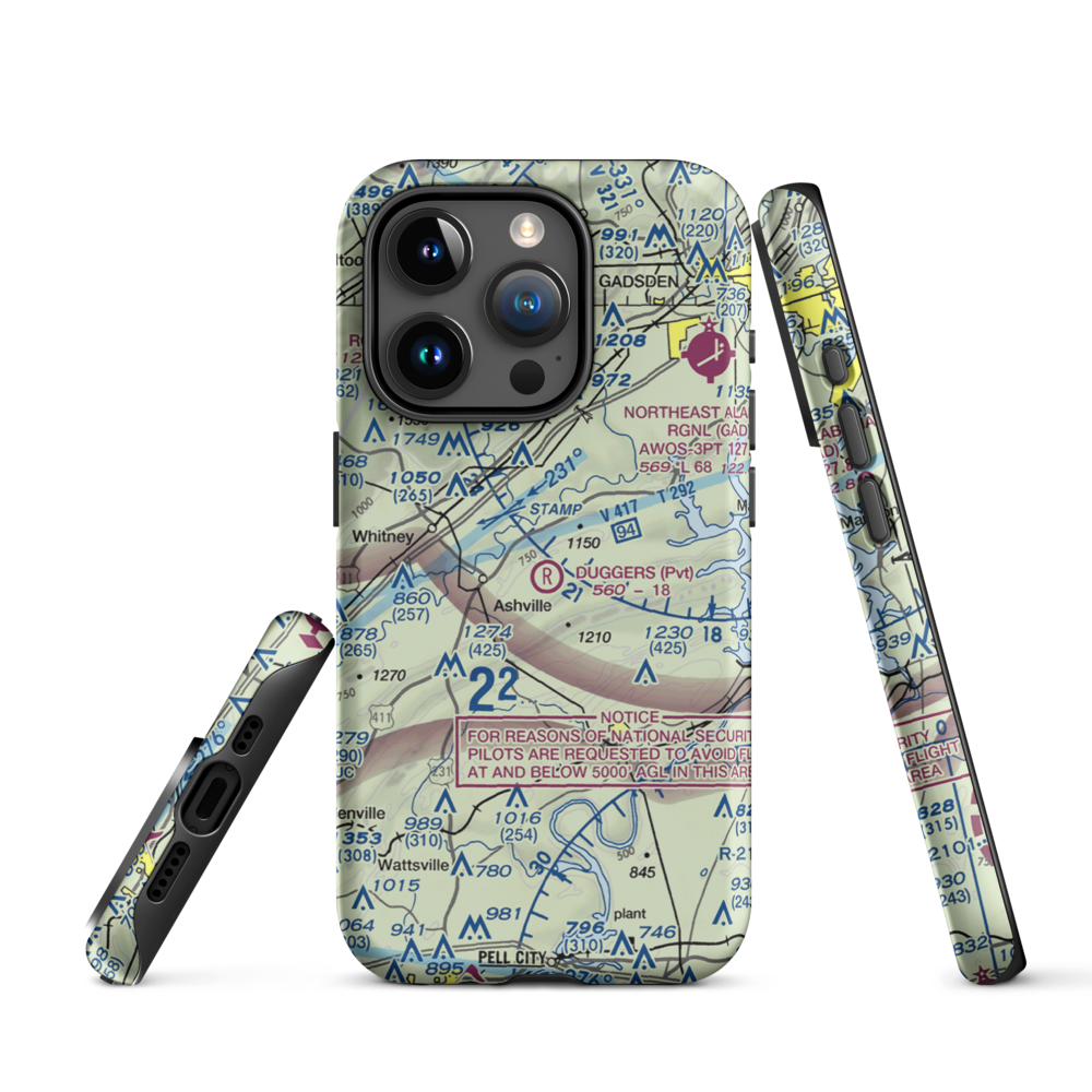 Dugger's Field (AL60) VFR Sectional  Tough iPhone Case iPhone 15 Pro model shown