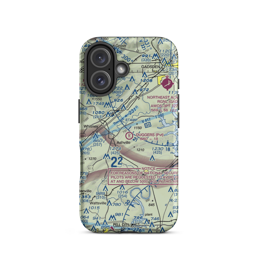 Dugger's Field (AL60) VFR Sectional  Tough iPhone Case iPhone 16 model shown