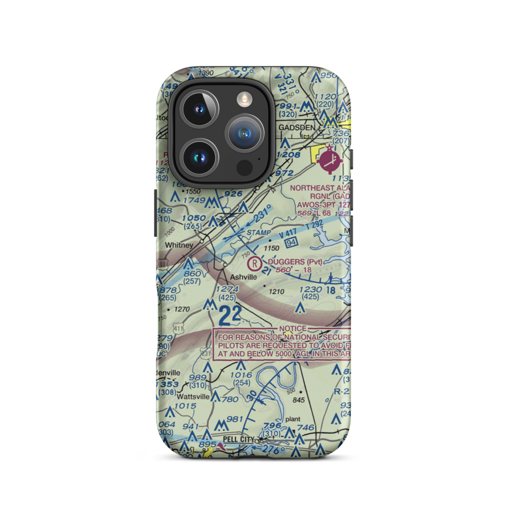 Dugger's Field (AL60) VFR Sectional  Tough iPhone Case iPhone 16 Pro model shown