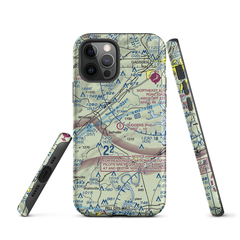 Dugger's Field (AL60) VFR Sectional  Tough iPhone Case iPhone 12 Pro model shown