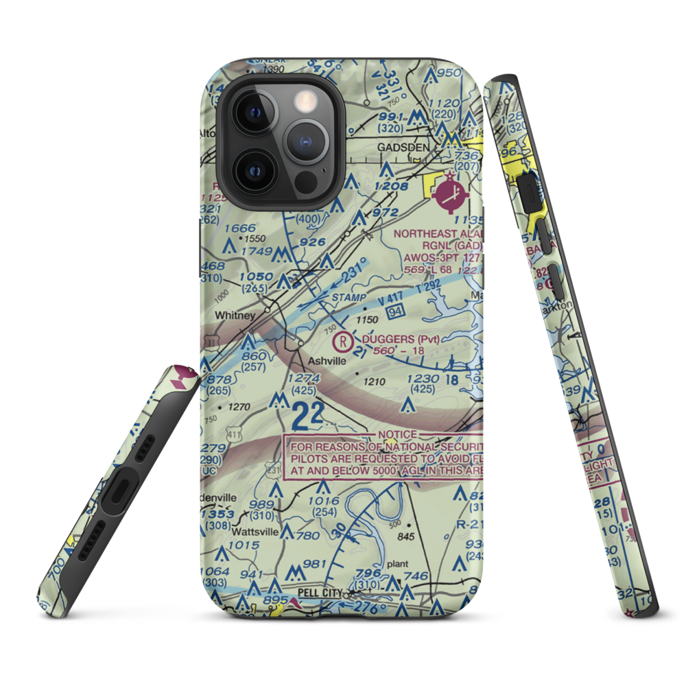 Dugger's Field (AL60) VFR Sectional  Tough iPhone Case iPhone 12 Pro Max model shown