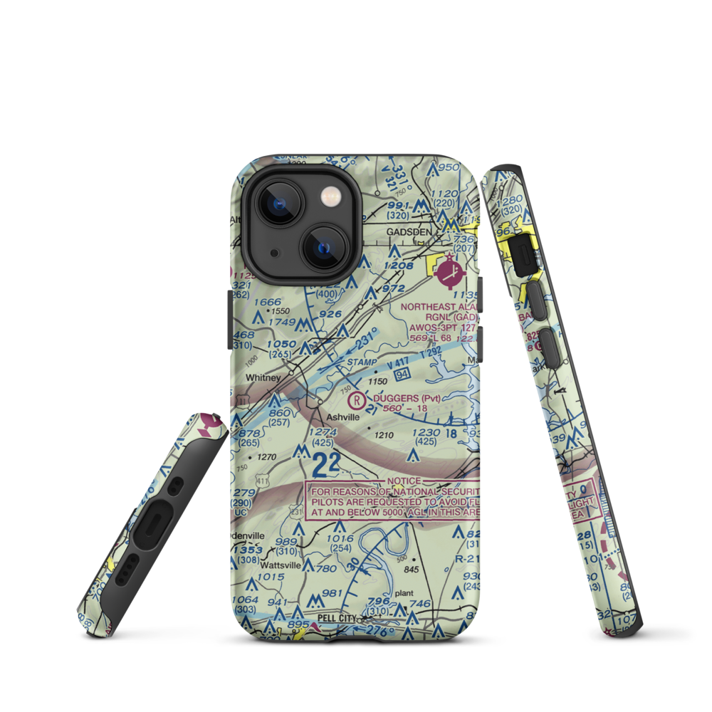 Dugger's Field (AL60) VFR Sectional  Tough iPhone Case iPhone 13 mini model shown