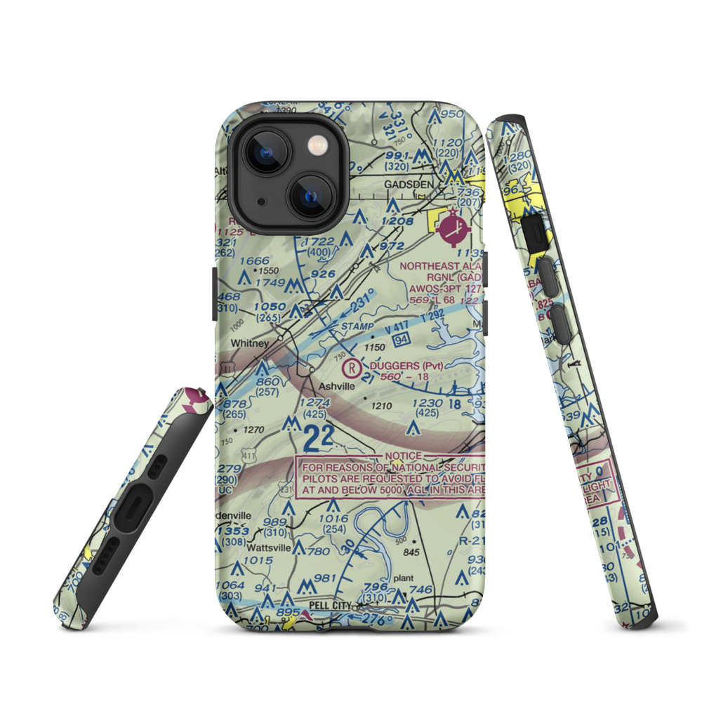 Dugger's Field (AL60) VFR Sectional  Tough iPhone Case iPhone 13 model shown