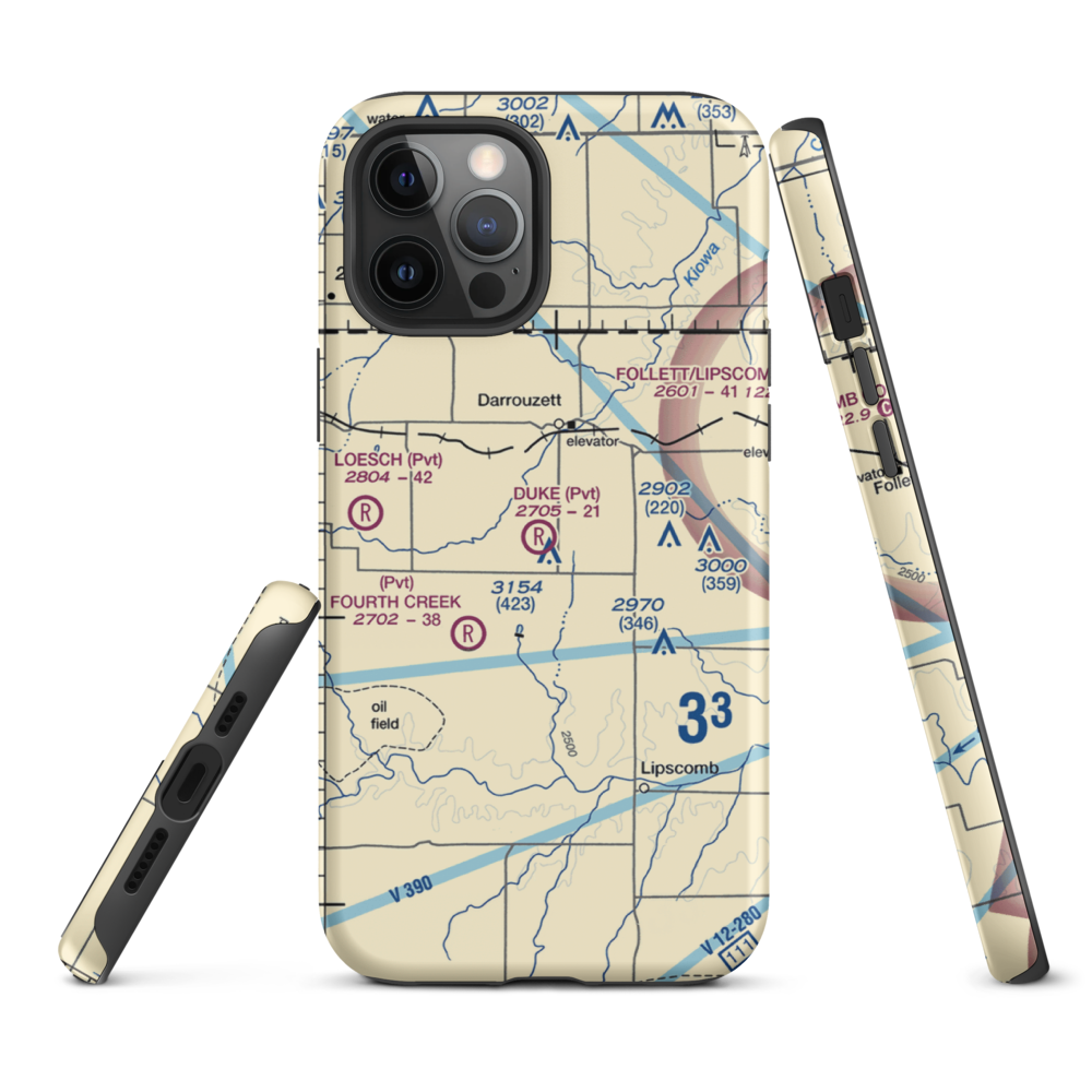Duke Ranch Airport (TX38) VFR Sectional  Tough iPhone Case iPhone 12 Pro Max model shown