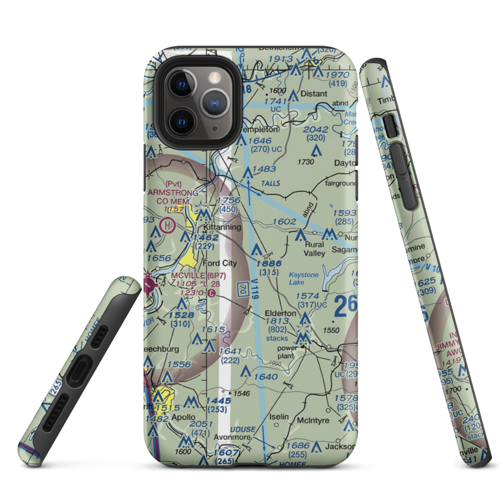 Dunbar Airport (PN49) VFR Sectional  Tough iPhone Case iPhone 11 Pro Max model shown