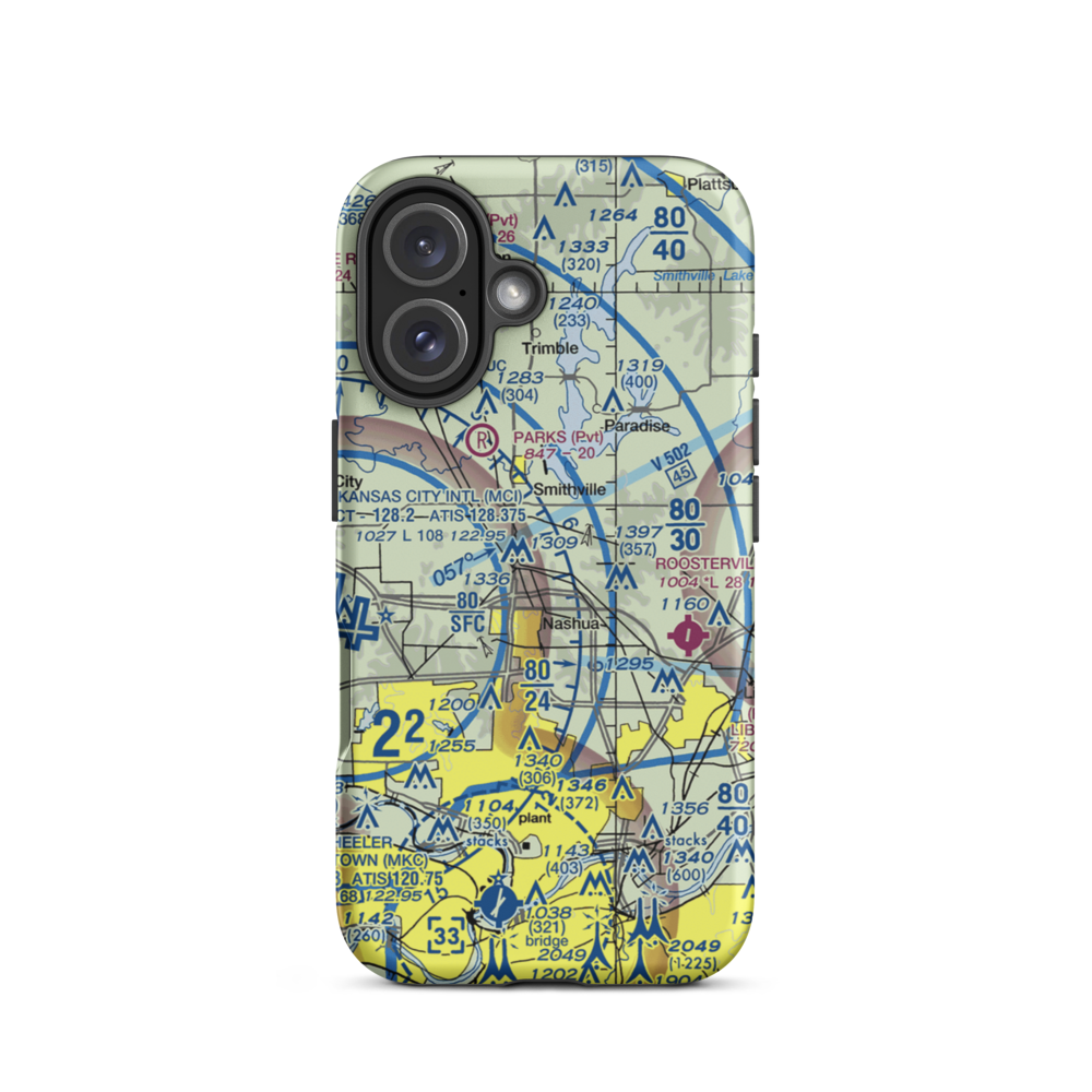 Dunham Private Airport (79MU) VFR Sectional  Tough iPhone Case iPhone 16 model shown