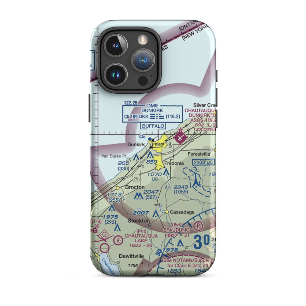 Dunkirk Airport (OVK) VFR Sectional  Tough iPhone Case iPhone 16 Pro Max model shown
