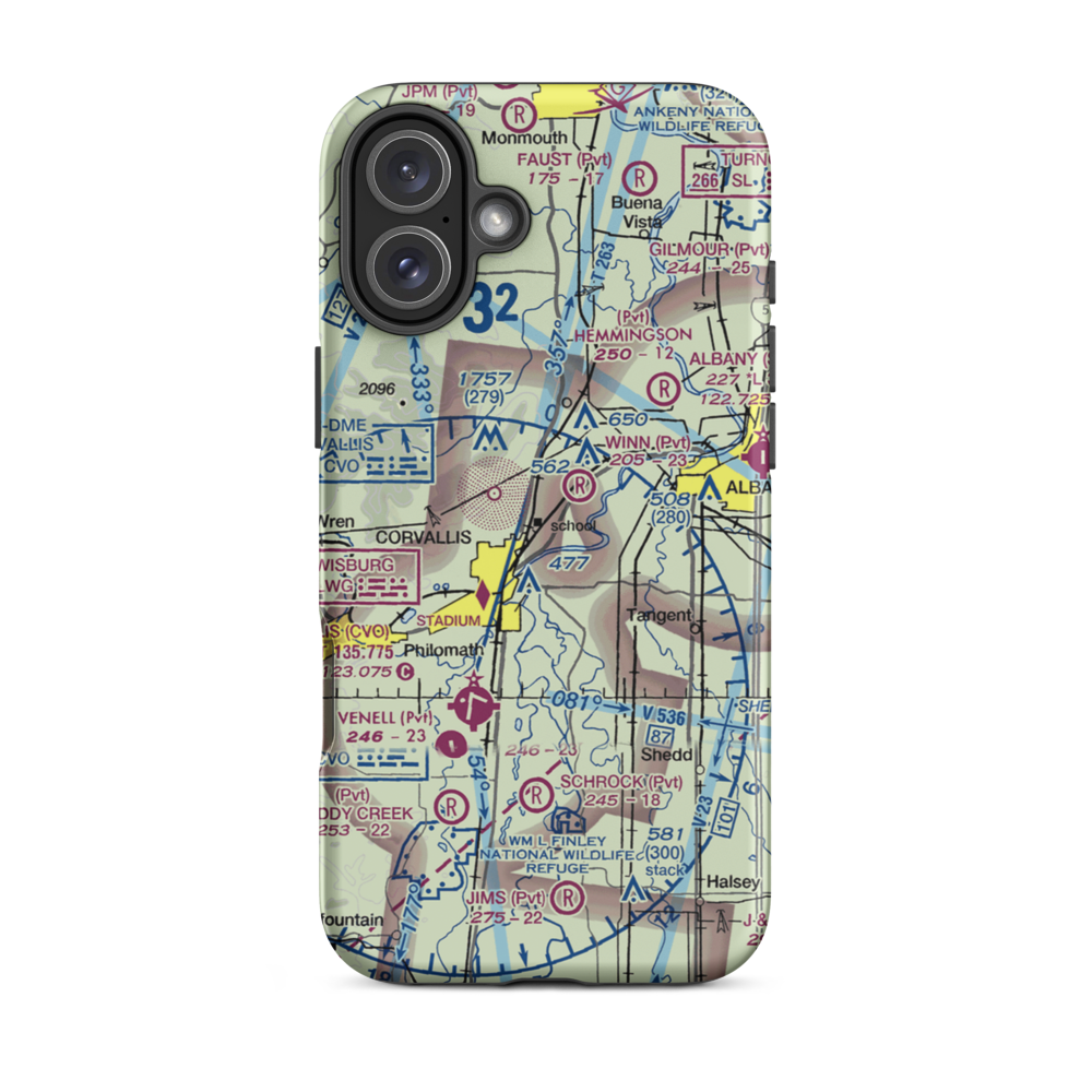 Dunning Vineyards Airport (OG01) VFR Sectional  Tough iPhone Case iPhone 16 Plus model shown