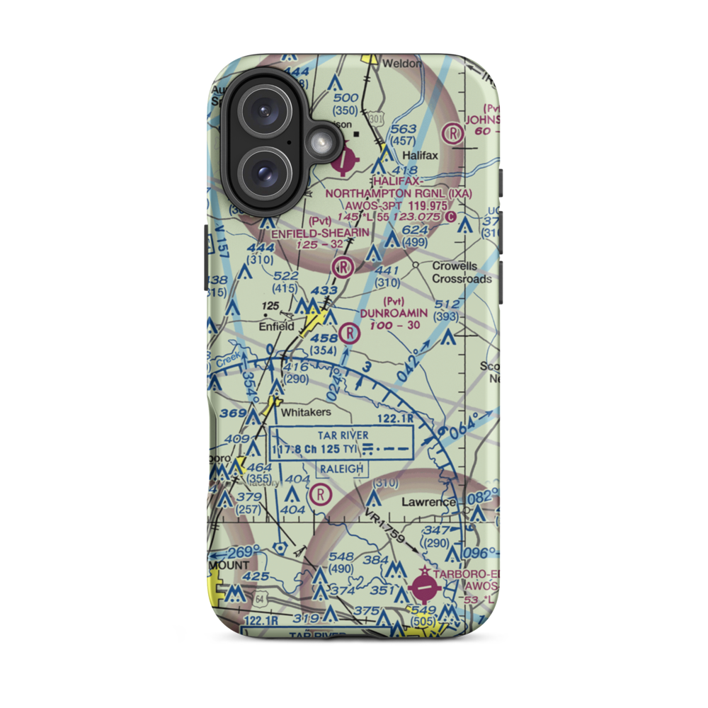 Dunroamin Farms Airport (76NC) VFR Sectional  Tough iPhone Case iPhone 16 Plus model shown