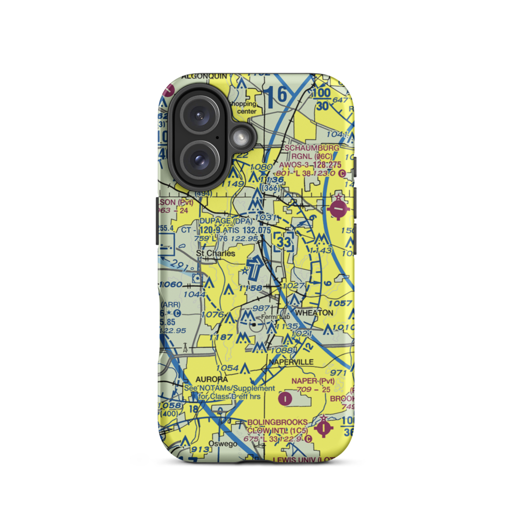 Dupage Airport (DPA) VFR Sectional  Tough iPhone Case iPhone 16 model shown