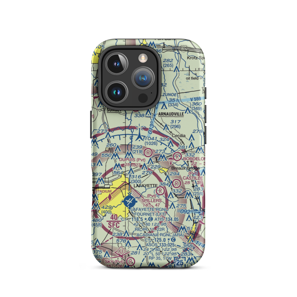 Dupuis Airport (LA41) VFR Sectional  Tough iPhone Case iPhone 16 Pro model shown