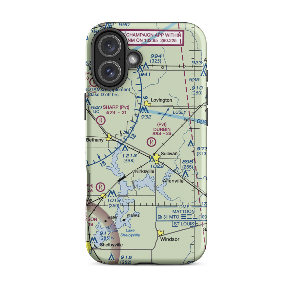 Durbin Airport (85IL) VFR Sectional  Tough iPhone Case iPhone 16 Plus model shown
