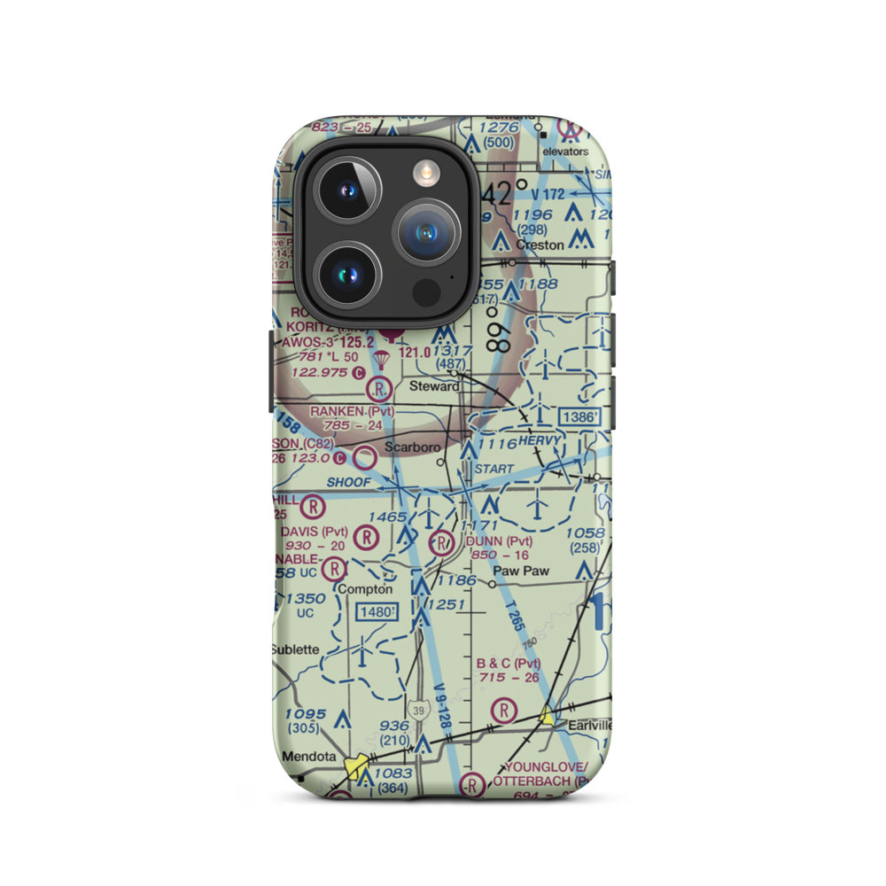 Durin RLA Airport (IL53) VFR Sectional  Tough iPhone Case iPhone 16 Pro model shown