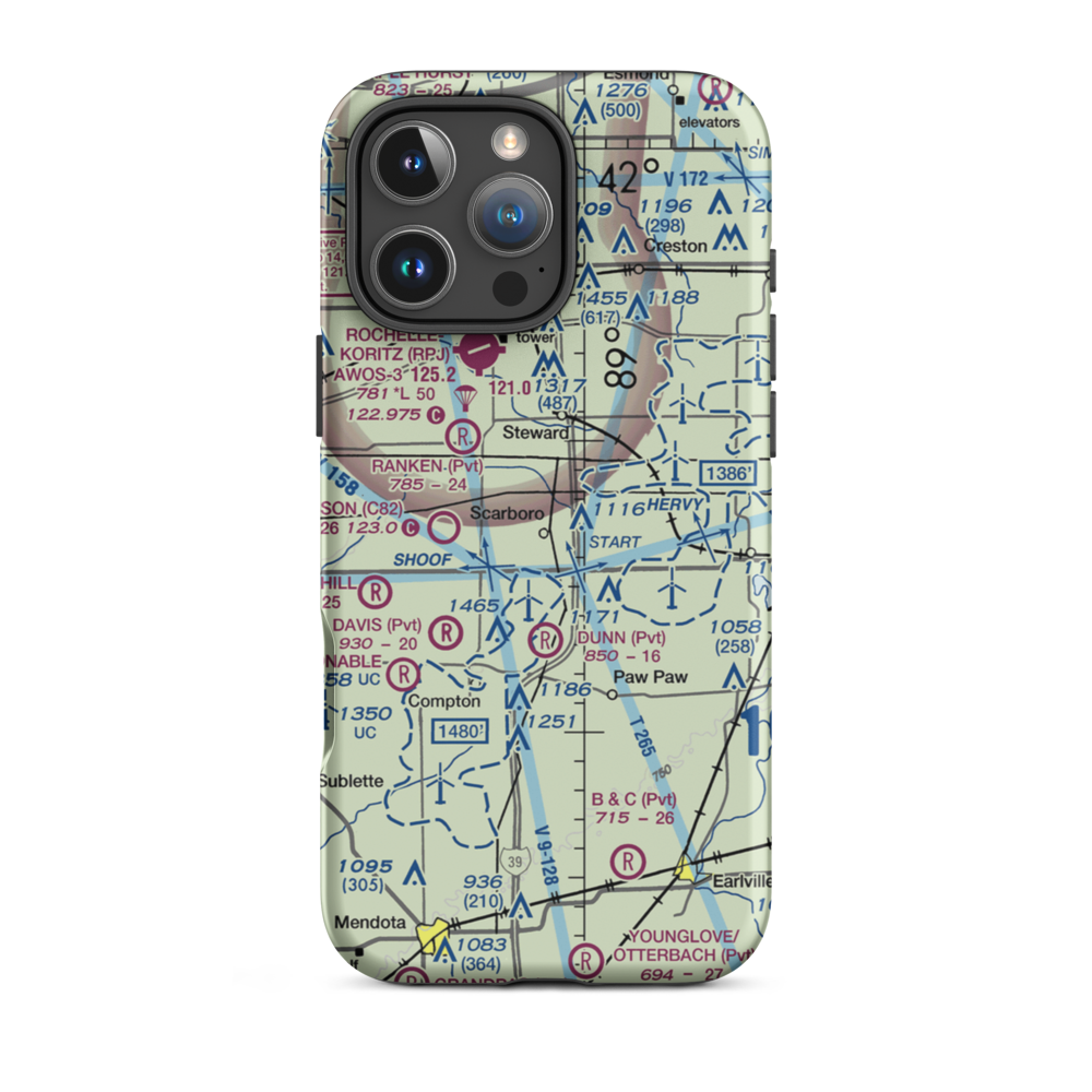 Durin RLA Airport (IL53) VFR Sectional  Tough iPhone Case iPhone 16 Pro Max model shown