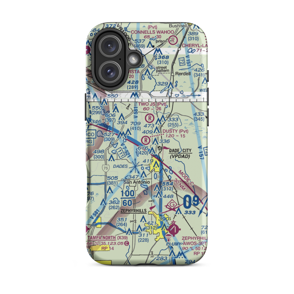 Dusty Airpatch Airport (5FL0) VFR Sectional  Tough iPhone Case iPhone 16 Plus model shown