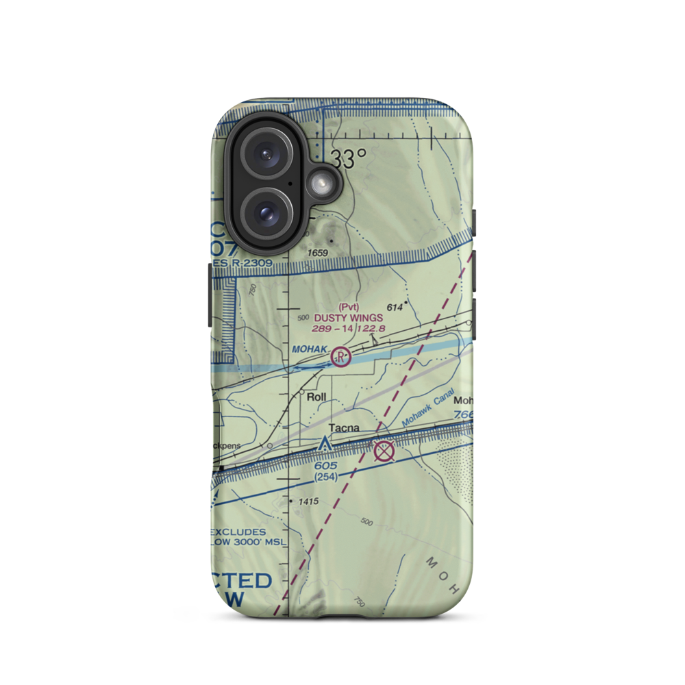 Dusty Wings Field (US-0638) VFR Sectional  Tough iPhone Case iPhone 16 model shown