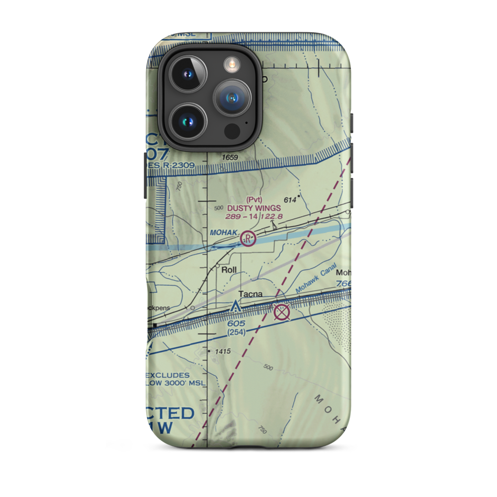 Dusty Wings Field (US-0638) VFR Sectional  Tough iPhone Case iPhone 16 Pro Max model shown