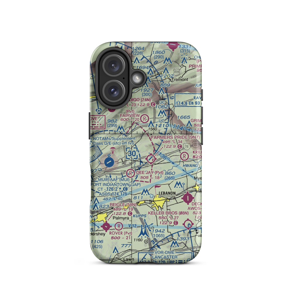 Dutch Country Egg Farms Airport (PS35) VFR Sectional  Tough iPhone Case iPhone 16 model shown