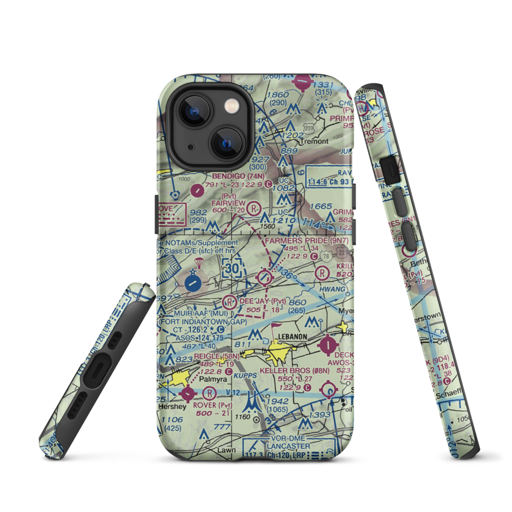 Dutch Country Egg Farms Airport (PS35) VFR Sectional  Tough iPhone Case iPhone 13 model shown
