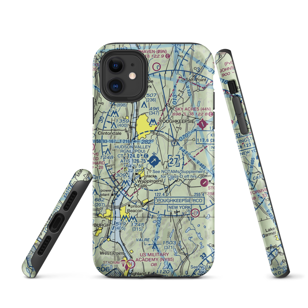 Dutchess County Airport (POU) VFR Sectional  Tough iPhone Case iPhone 11 model shown