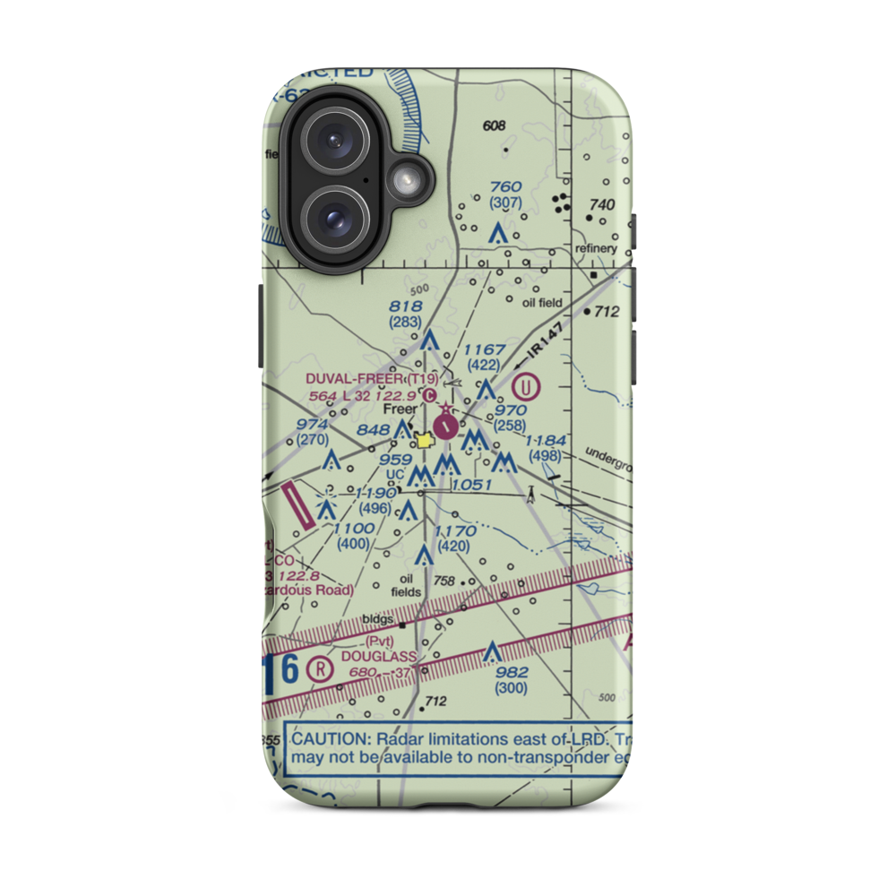 Duval Freer Airport (T19) VFR Sectional  Tough iPhone Case iPhone 16 Plus model shown